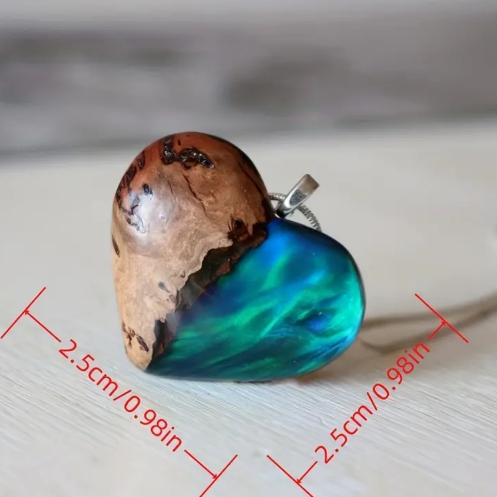 Natural Scenery pendant Heart turquoise and Sand Color Pendant Necklace - Picture 4 of 9